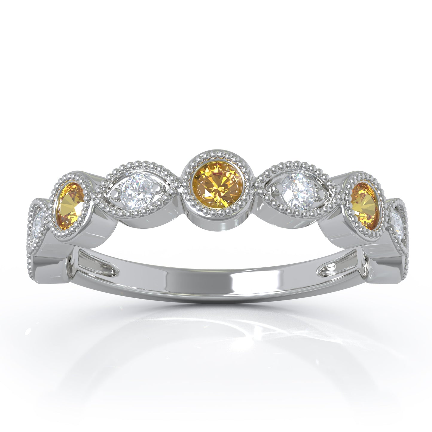 0.42Ct Diamond Milligrain Wedding Band in 14K Gold