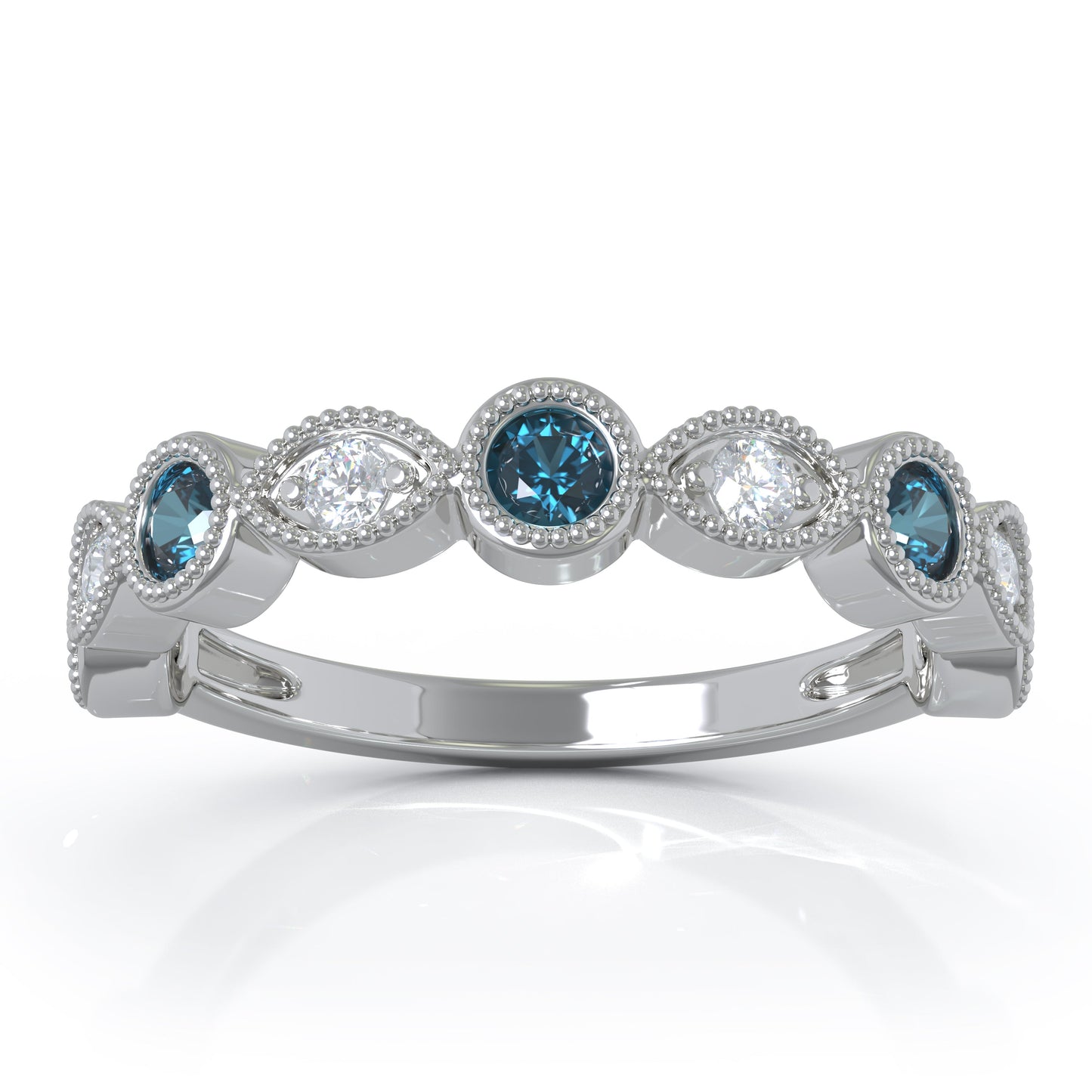 0.42Ct Diamond Milligrain Wedding Band in 14K Gold