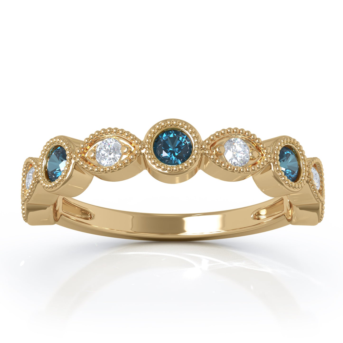 0.42Ct Diamond Milligrain Wedding Band in 14K Gold