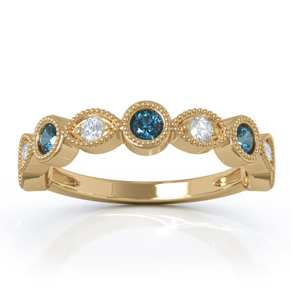 0.42Ct Diamond Milligrain Wedding Band in 14K Gold
