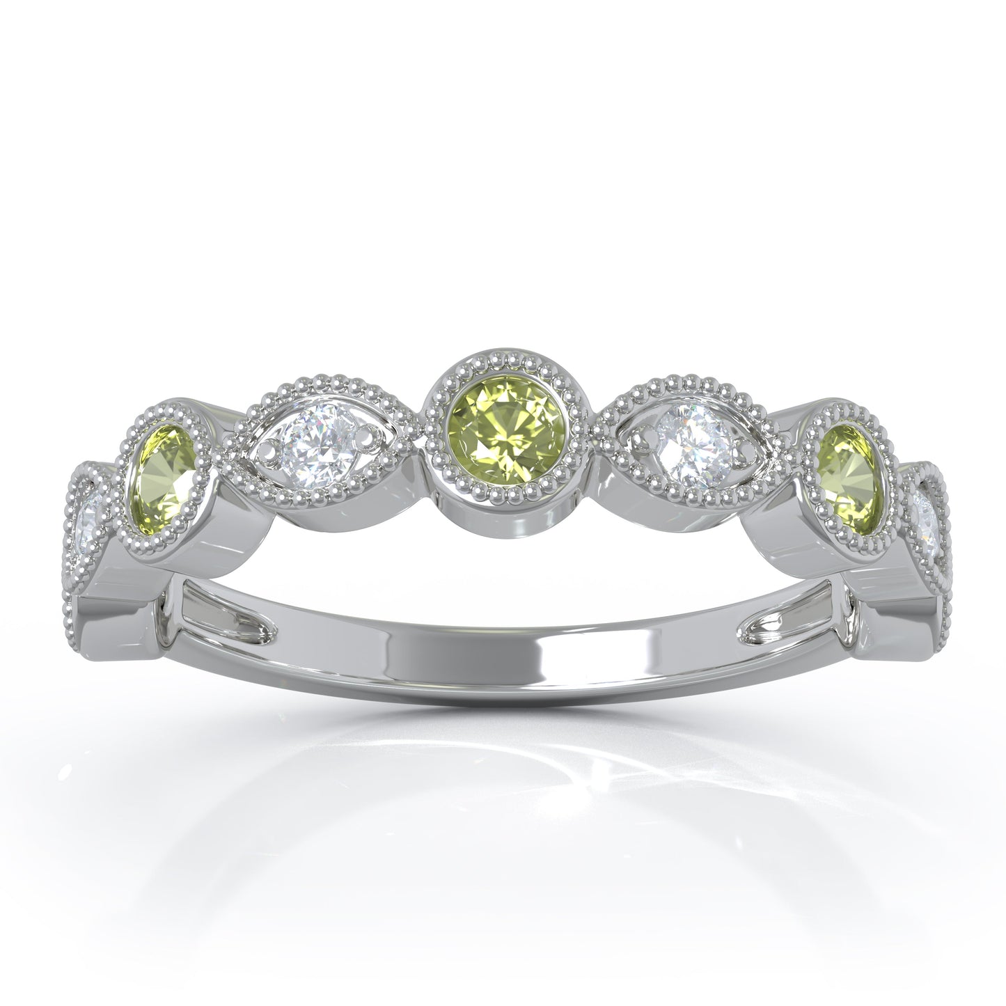 0.42Ct Diamond Milligrain Wedding Band in 14K Gold