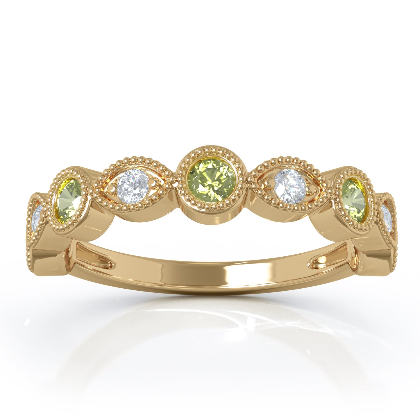 0.42Ct Diamond Milligrain Wedding Band in 14K Gold