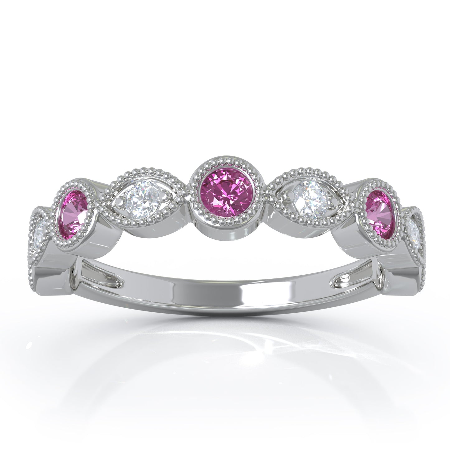 0.42Ct Diamond Milligrain Wedding Band in 14K Gold