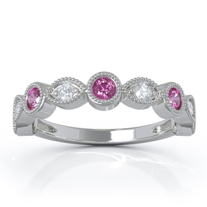 0.42Ct Diamond Milligrain Wedding Band in 14K Gold
