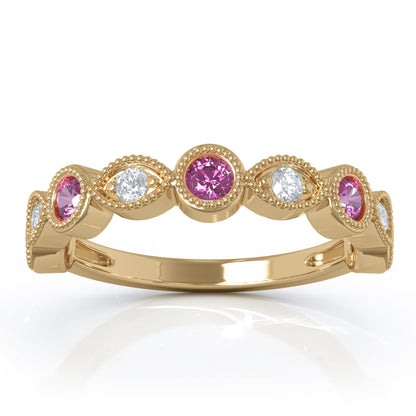 0.42Ct Diamond Milligrain Wedding Band in 14K Gold