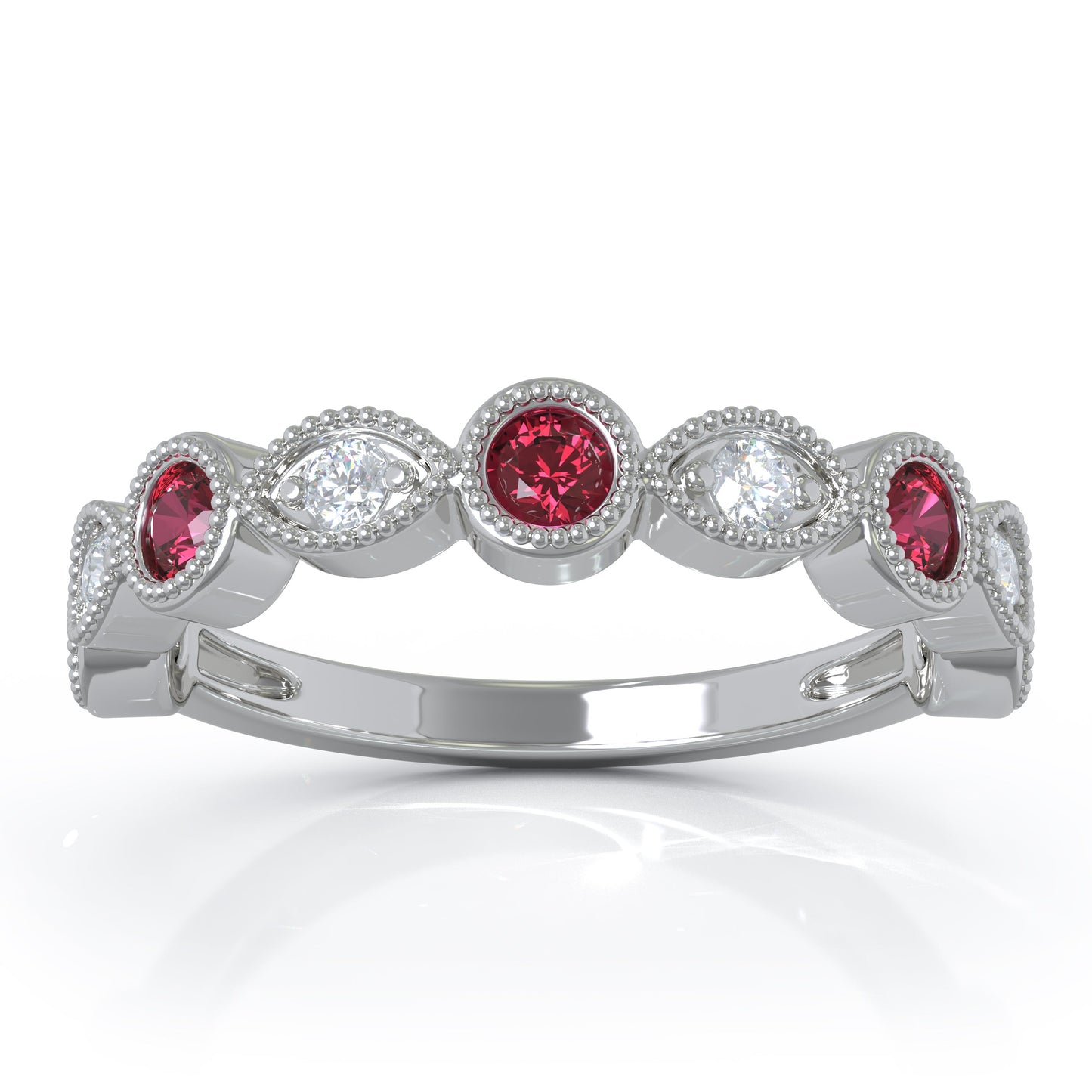 0.42Ct Diamond Milligrain Wedding Band in 14K Gold
