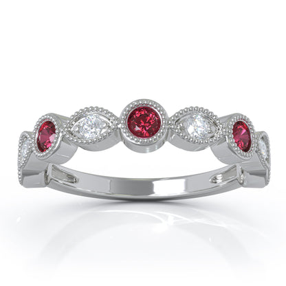 0.42Ct Diamond Milligrain Wedding Band in 14K Gold