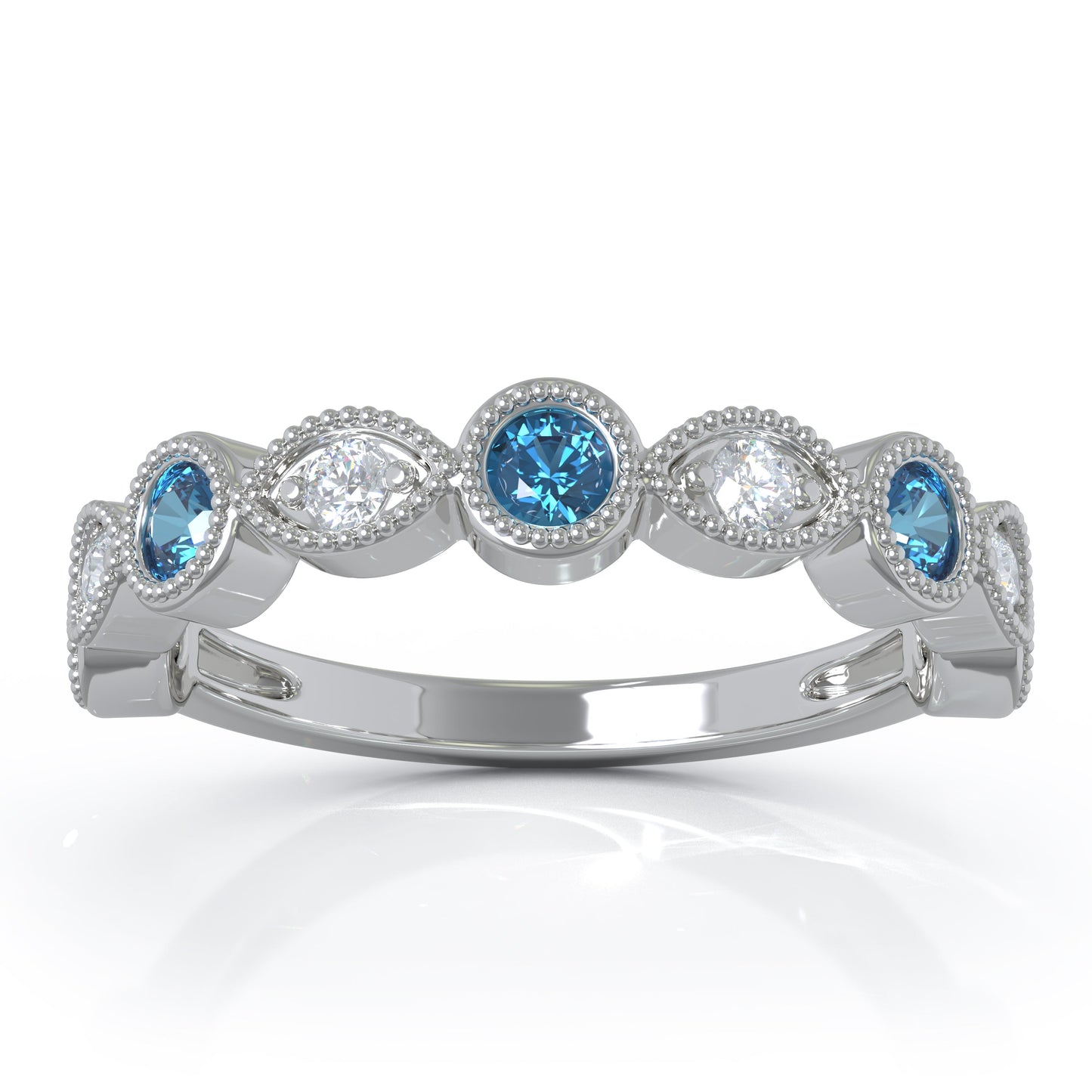 0.42Ct Diamond Milligrain Wedding Band in 14K Gold
