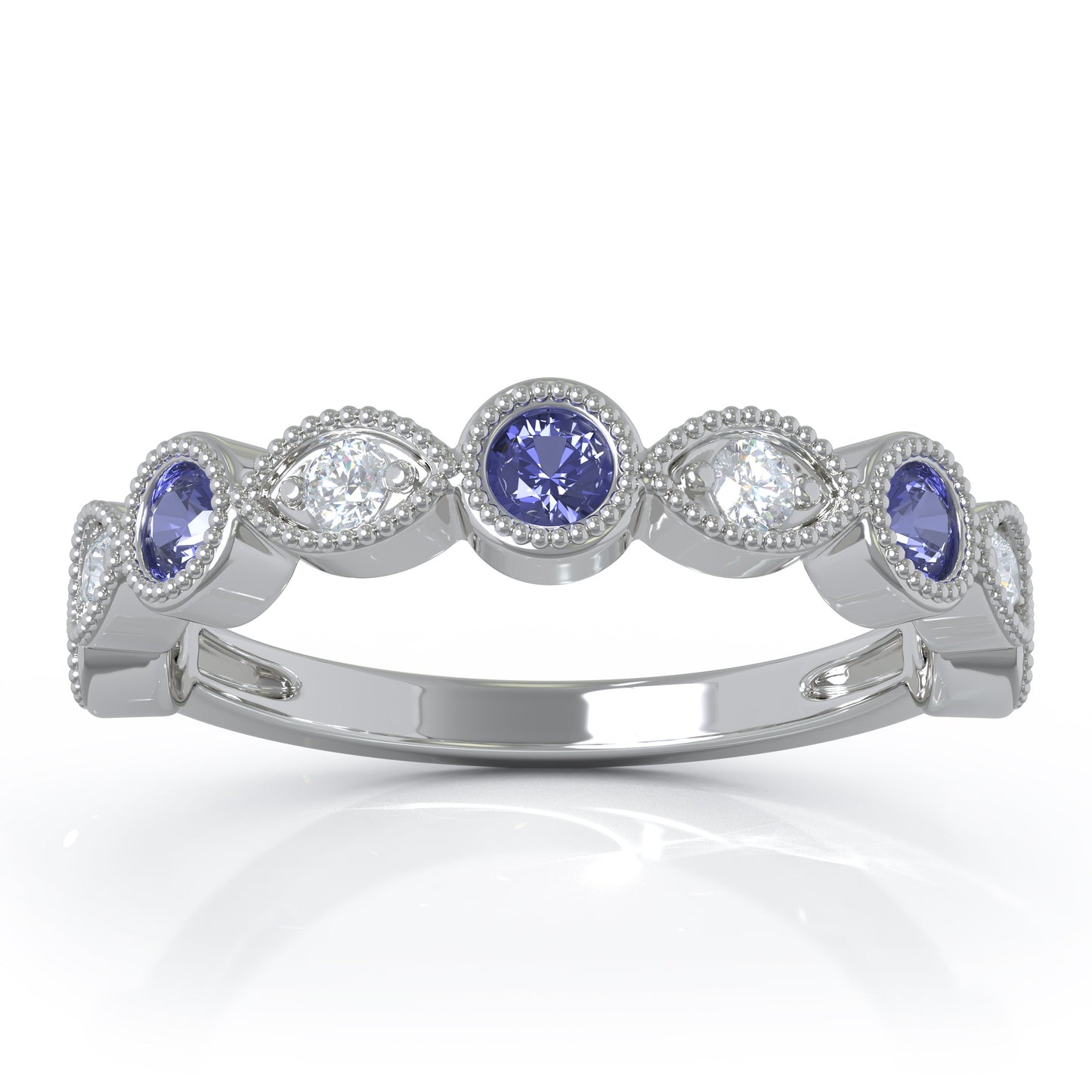 0.42Ct Diamond Milligrain Wedding Band in 14K Gold
