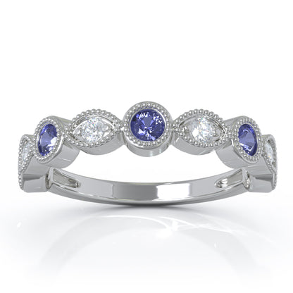 0.42Ct Diamond Milligrain Wedding Band in 14K Gold