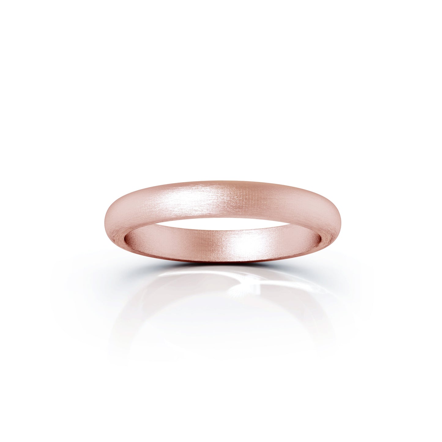 Domed Profile 3MM Matte Finish Wedding Band in 14K Gold