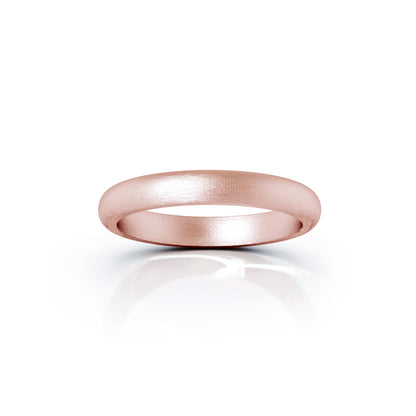 Domed Profile 3MM Matte Finish Wedding Band in 14K Gold