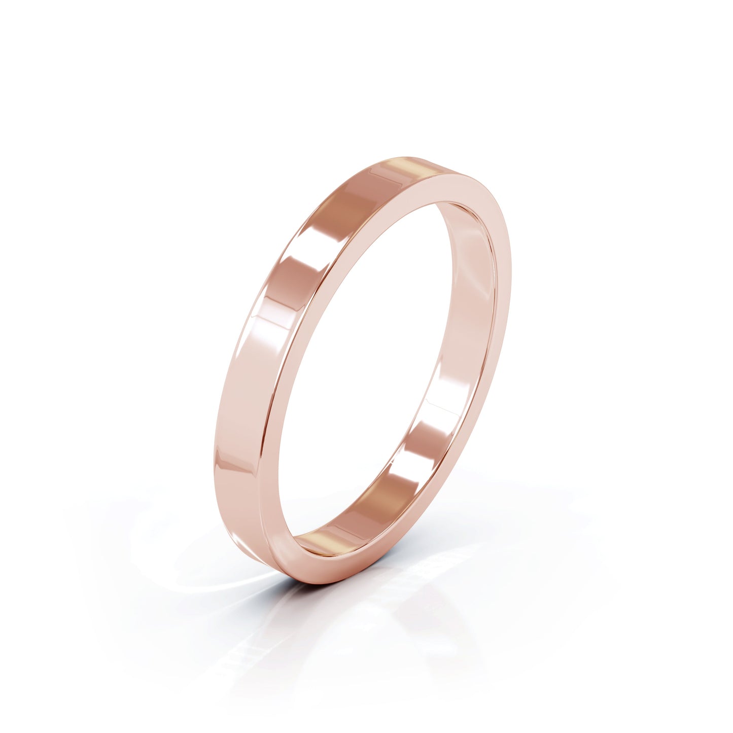 Square Profile 3MM High Polished Wedding Band in 14K Gold