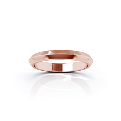 Triangle Profile 3MM High Polished Wedding Band in 14K Gold