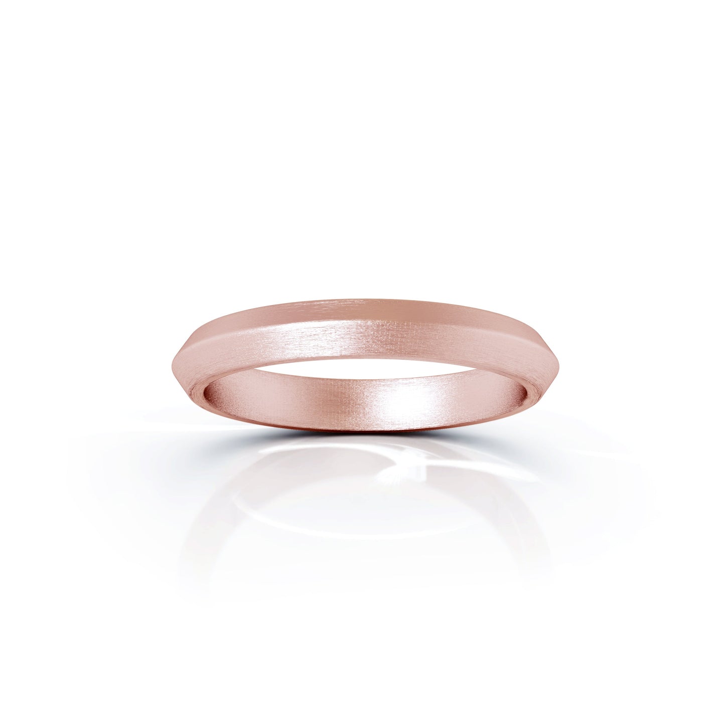 Triangle Profile 3MM Matte Finish Wedding Band in 14K Gold