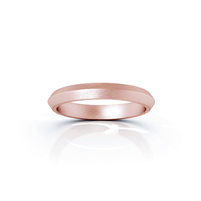 Triangle Profile 3MM Matte Finish Wedding Band in 14K Gold