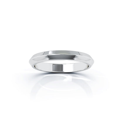 Triangle Profile 3MM High Polished Wedding Band in 14K Gold