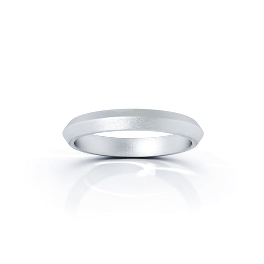 Triangle Profile 3MM Matte Finish Wedding Band in 14K Gold
