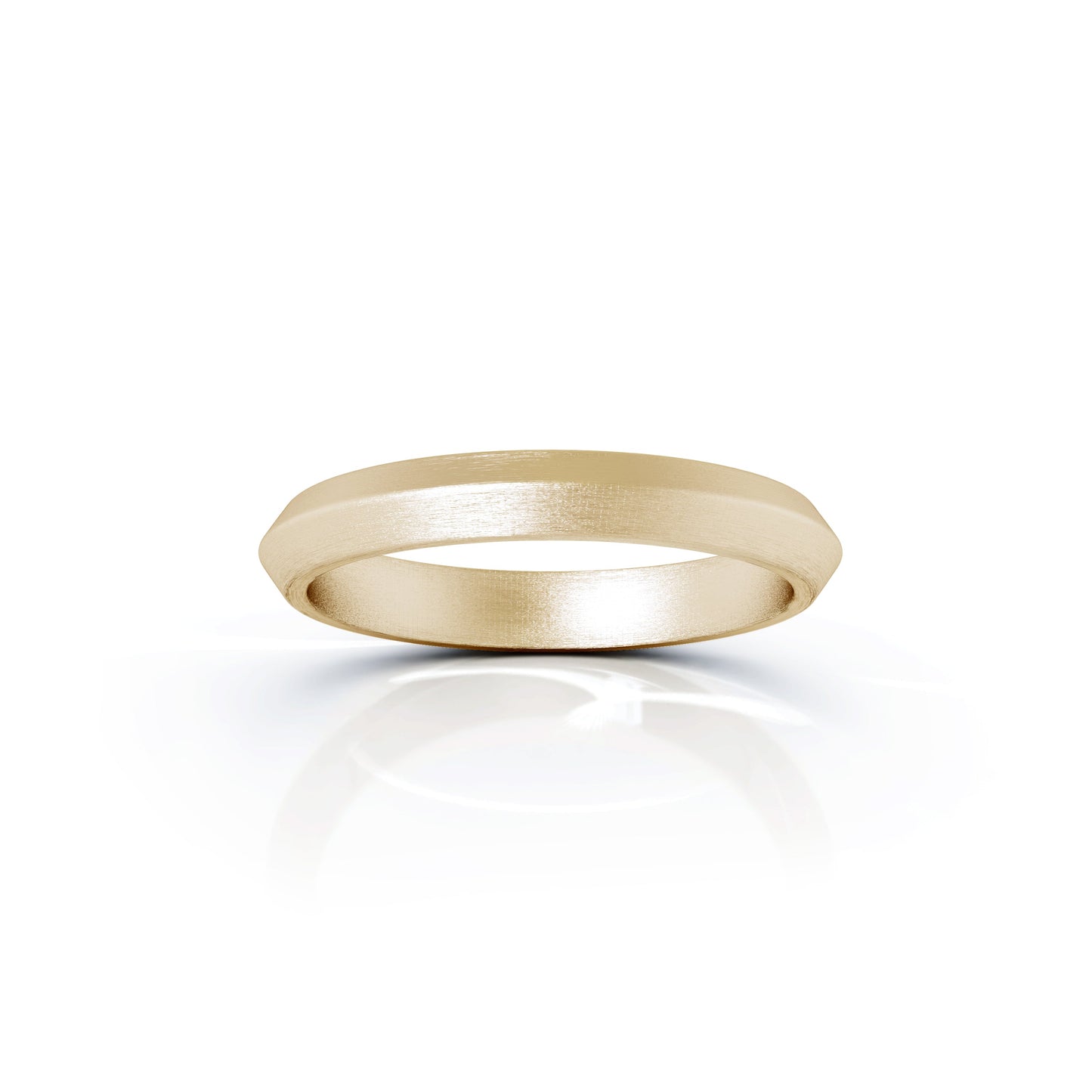 Triangle Profile 3MM Matte Finish Wedding Band in 14K Gold