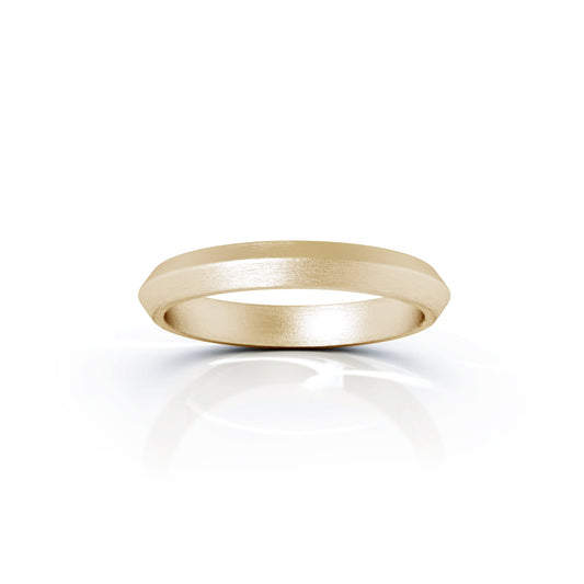 Triangle Profile 3MM Matte Finish Wedding Band in 14K Gold