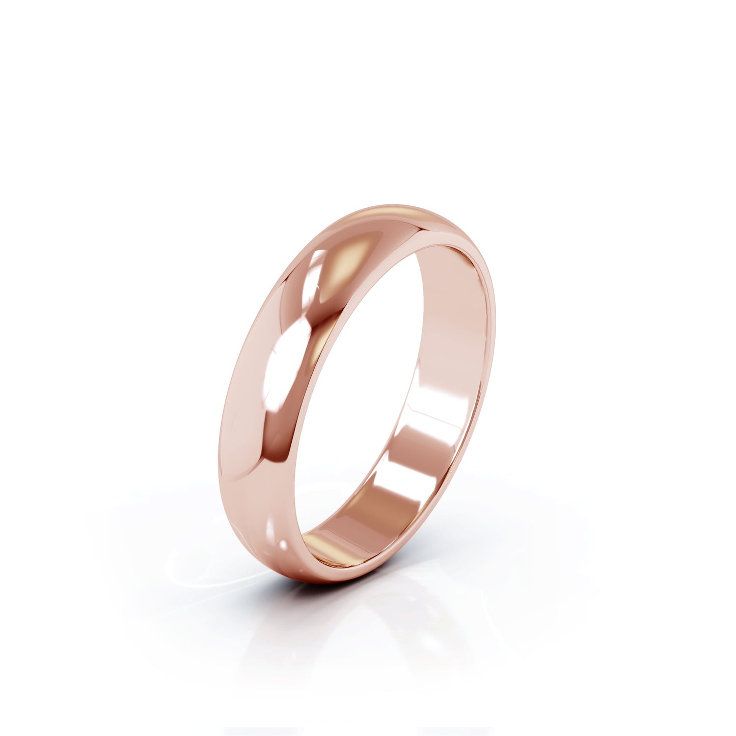 Domed Profile 4.5MM High Polished Wedding Band in 14K Gold