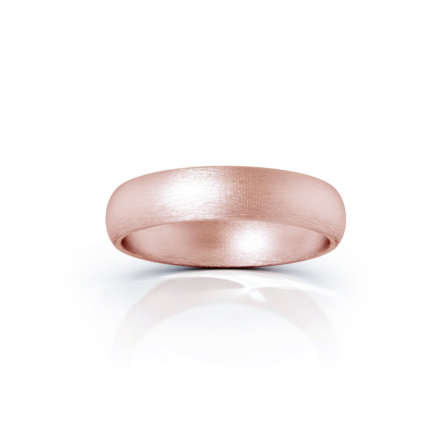 Domed Profile 4.5MM Matte Finish Wedding Band in 14K Gold