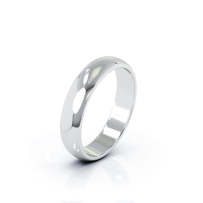 Domed Profile 4.5MM High Polished Wedding Band in 14K Gold