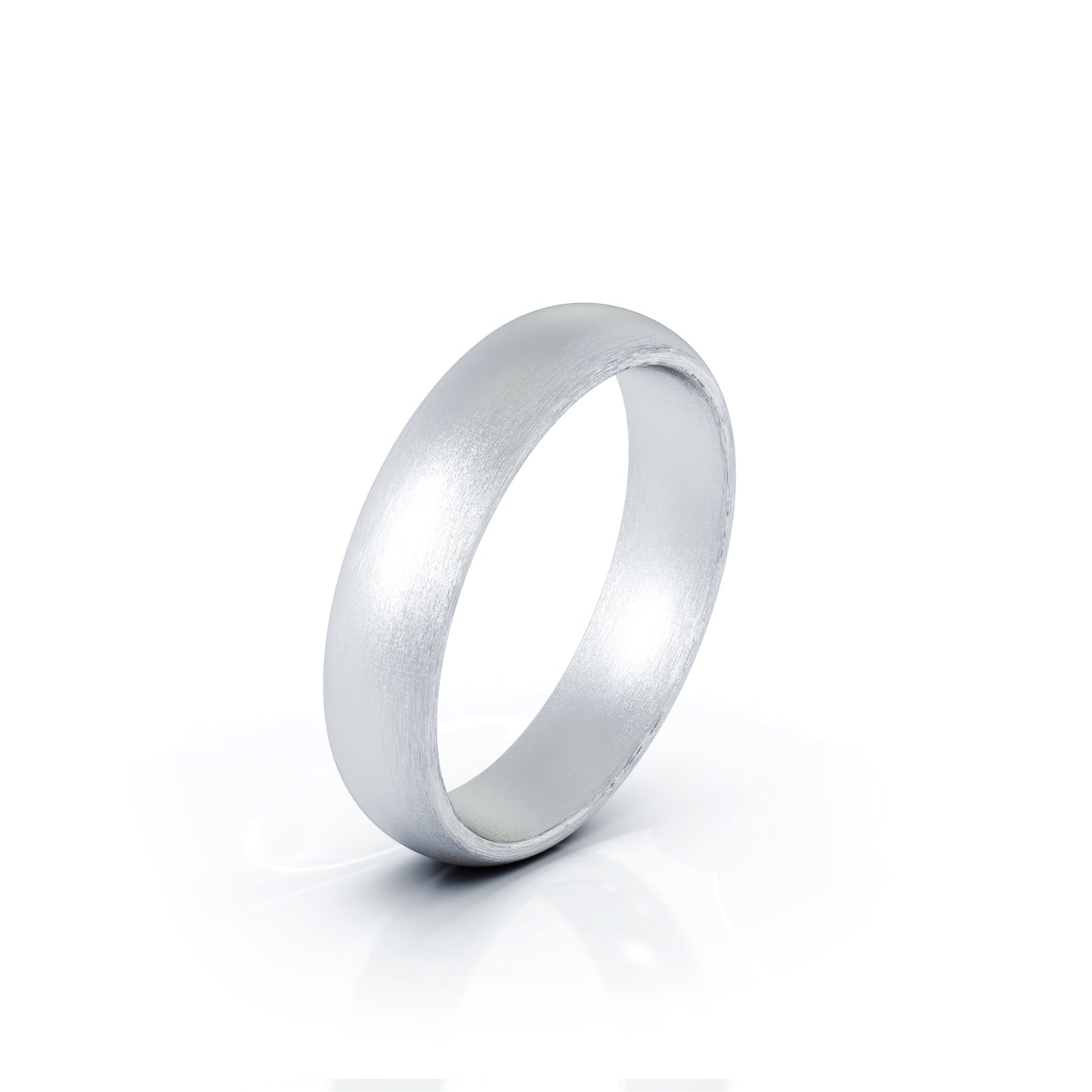 Domed Profile 4.5MM Matte Finish Wedding Band in 14K Gold