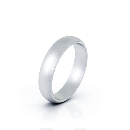 Domed Profile 4.5MM Matte Finish Wedding Band in 14K Gold