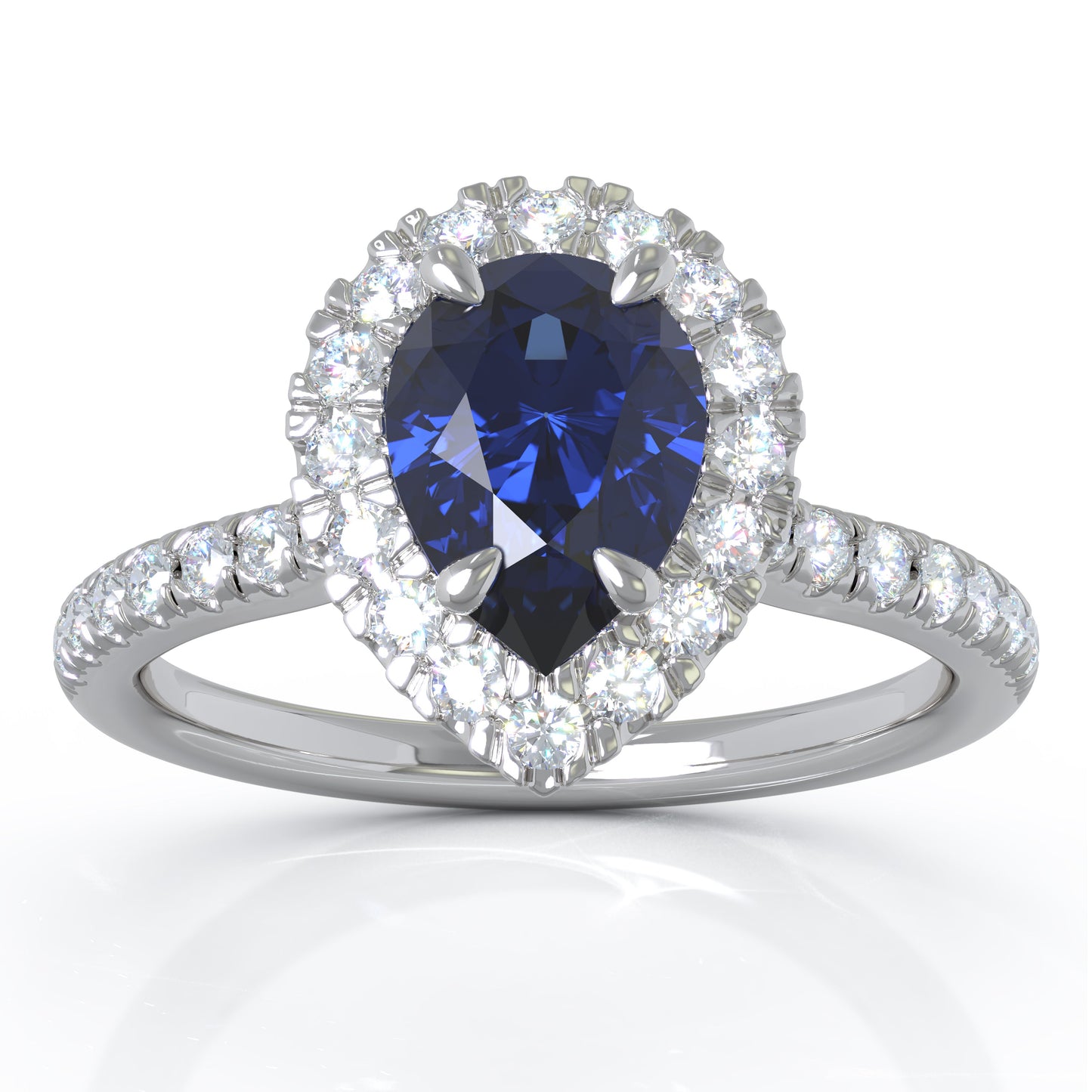 Pear Gemstone & 0.34Ct Diamond Ring in 14K White Gold
