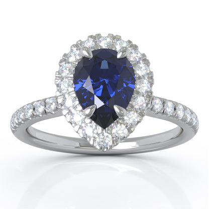 Pear Gemstone & 0.34Ct Diamond Ring in 14K White Gold