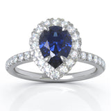 Pear Gemstone & 0.34Ct Diamond Ring in 14K White Gold