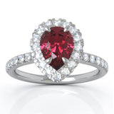 Pear Gemstone & 0.34Ct Diamond Ring in 14K White Gold
