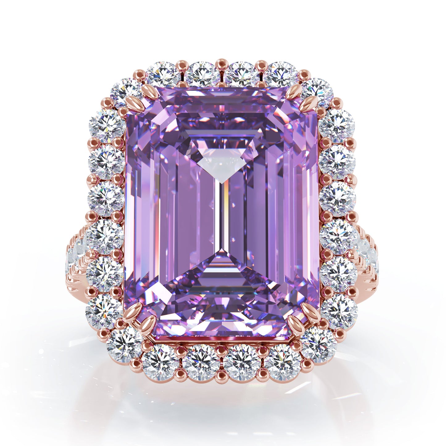 Emerald Cut Gemstone & 1.35Ct Diamond Ring in 14K Gold