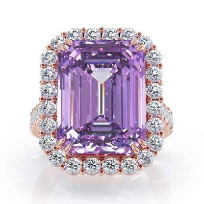 Emerald Cut Gemstone & 1.35Ct Diamond Ring in 14K Gold