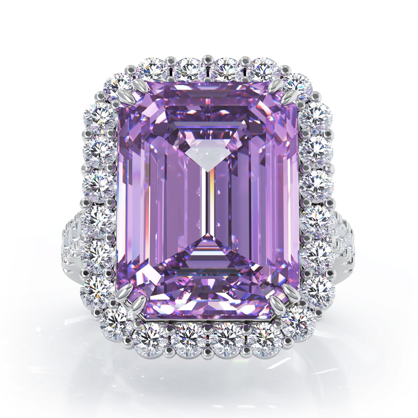 Emerald Cut Gemstone & 1.35Ct Diamond Ring in 14K Gold
