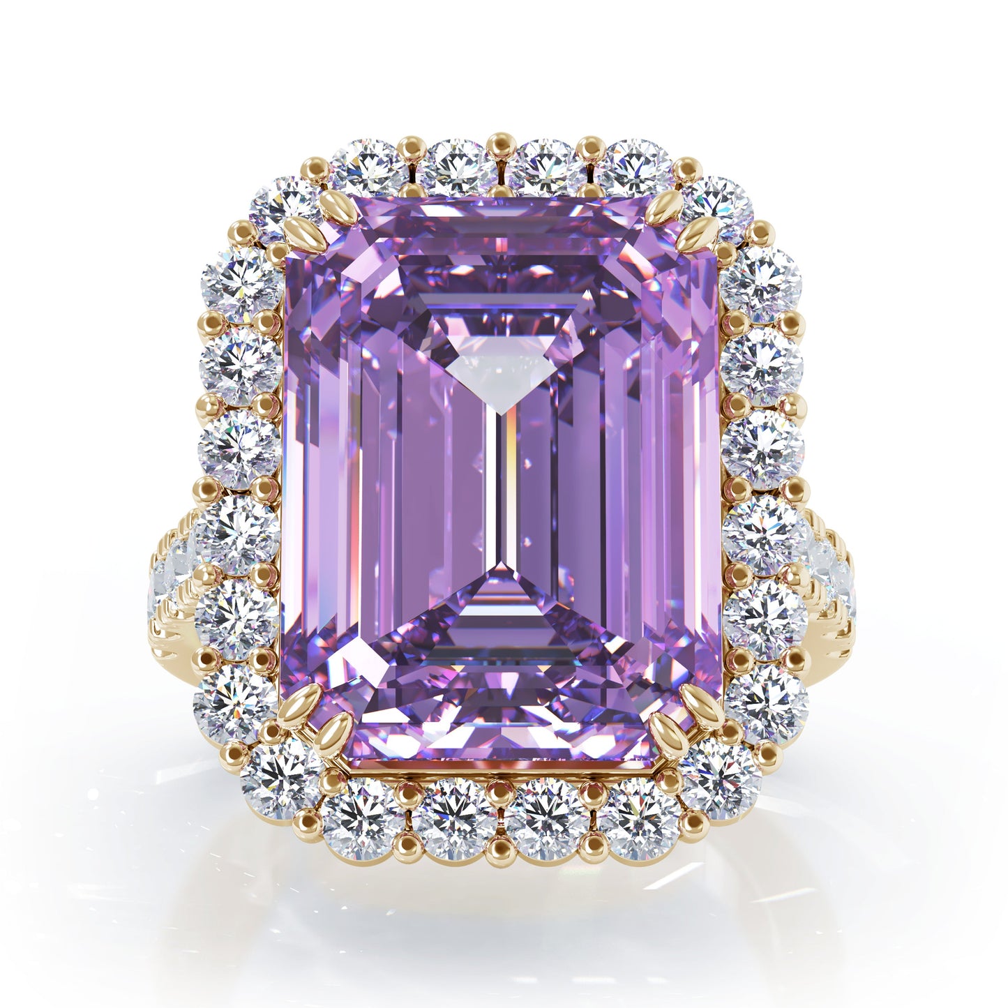 Emerald Cut Gemstone & 1.35Ct Diamond Ring in 14K Gold