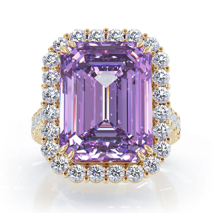 Emerald Cut Gemstone & 1.35Ct Diamond Ring in 14K Gold
