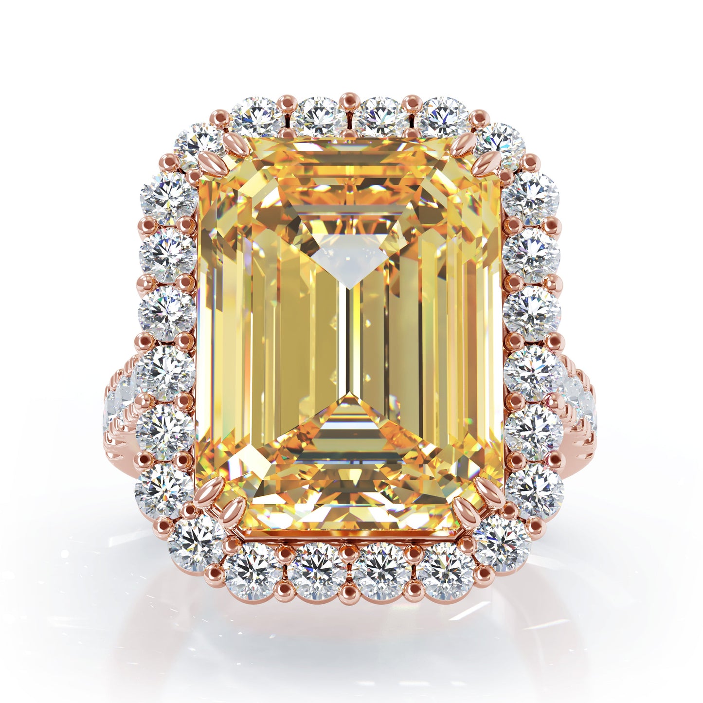 Emerald Cut Gemstone & 1.35Ct Diamond Ring in 14K Gold