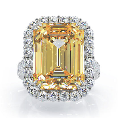 Emerald Cut Gemstone & 1.35Ct Diamond Ring in 14K Gold