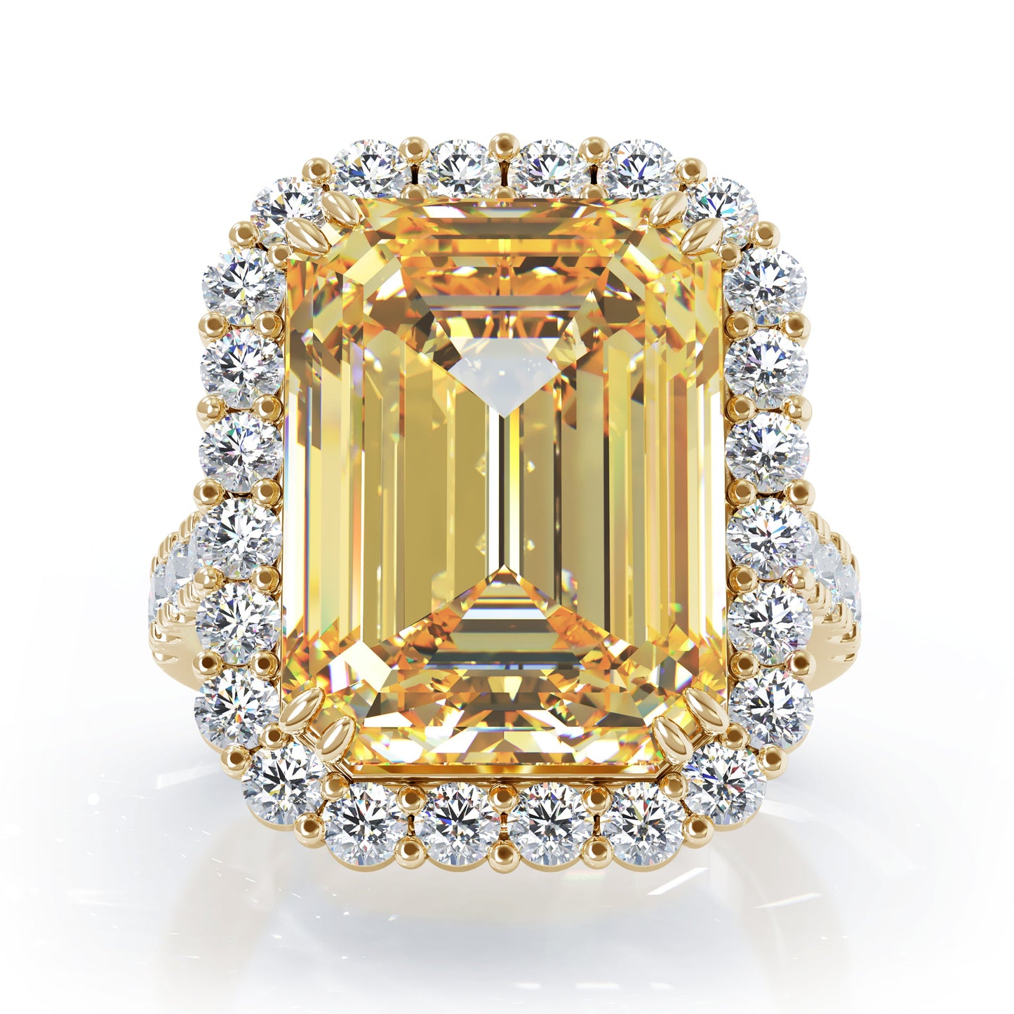 Emerald Cut Gemstone & 1.35Ct Diamond Ring in 14K Gold
