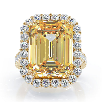 Emerald Cut Gemstone & 1.35Ct Diamond Ring in 14K Gold