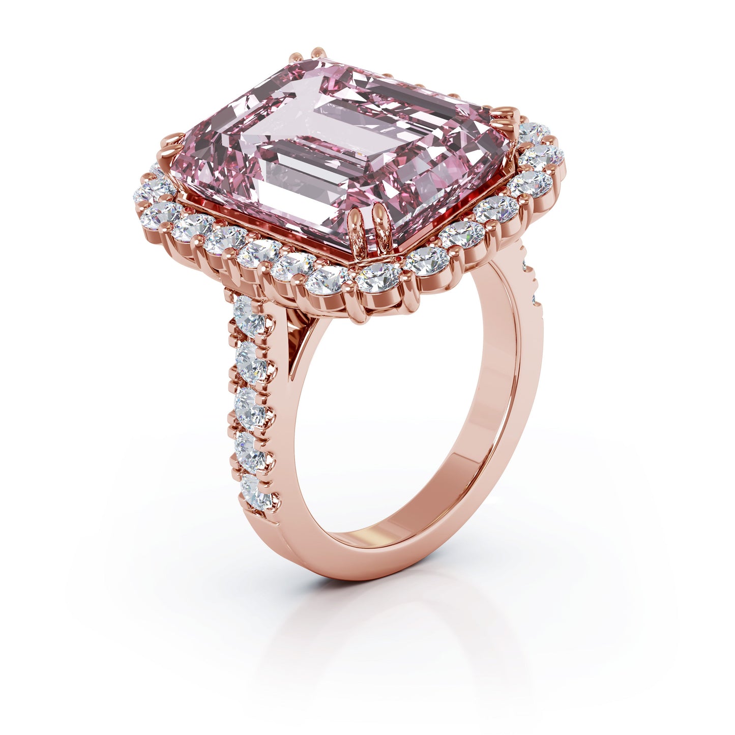 Emerald Cut Gemstone & 1.35Ct Diamond Ring in 14K Gold