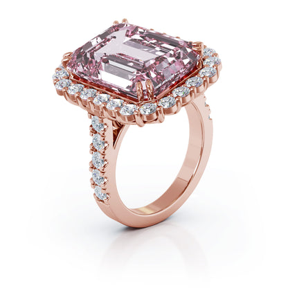 Emerald Cut Gemstone & 1.35Ct Diamond Ring in 14K Gold