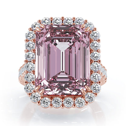 Emerald Cut Gemstone & 1.35Ct Diamond Ring in 14K Gold