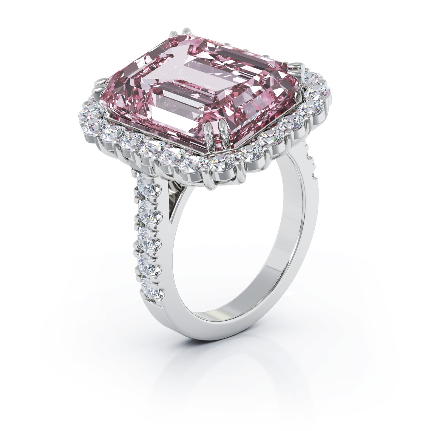 Emerald Cut Gemstone & 1.35Ct Diamond Ring in 14K Gold