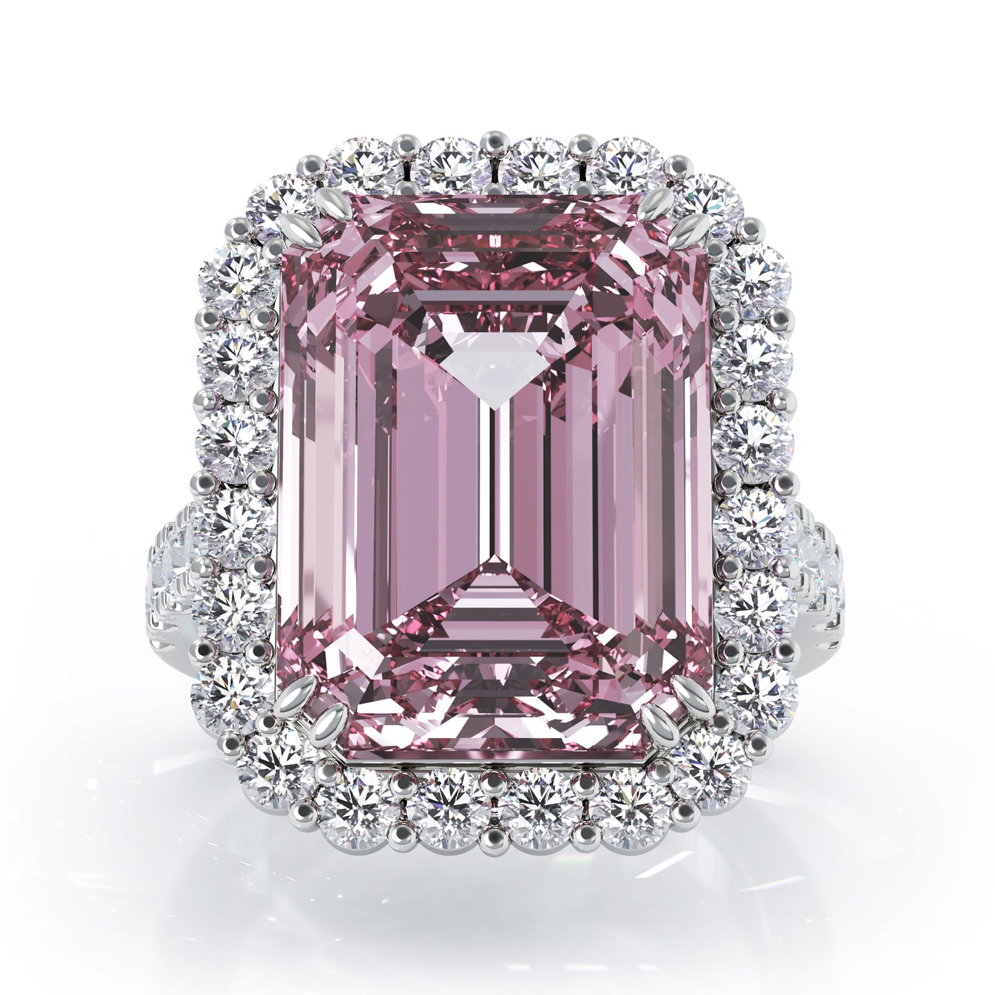 Emerald Cut Gemstone & 1.35Ct Diamond Ring in 14K Gold
