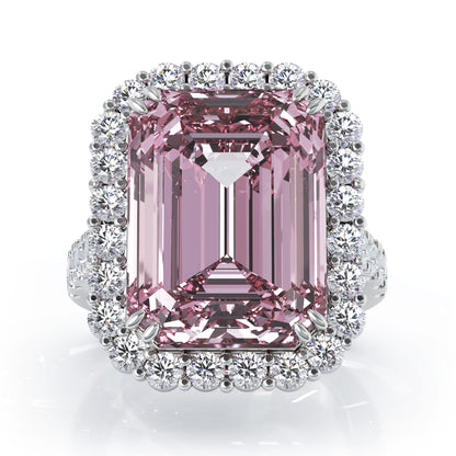 Emerald Cut Gemstone & 1.35Ct Diamond Ring in 14K Gold