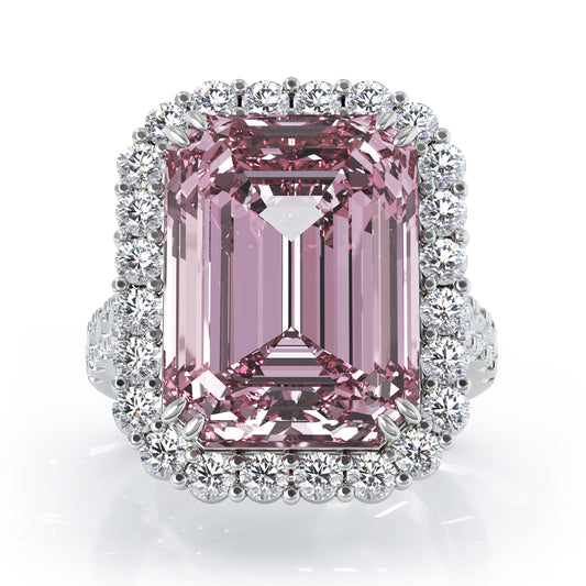 Emerald Cut Gemstone & 1.35Ct Diamond Ring in 14K Gold