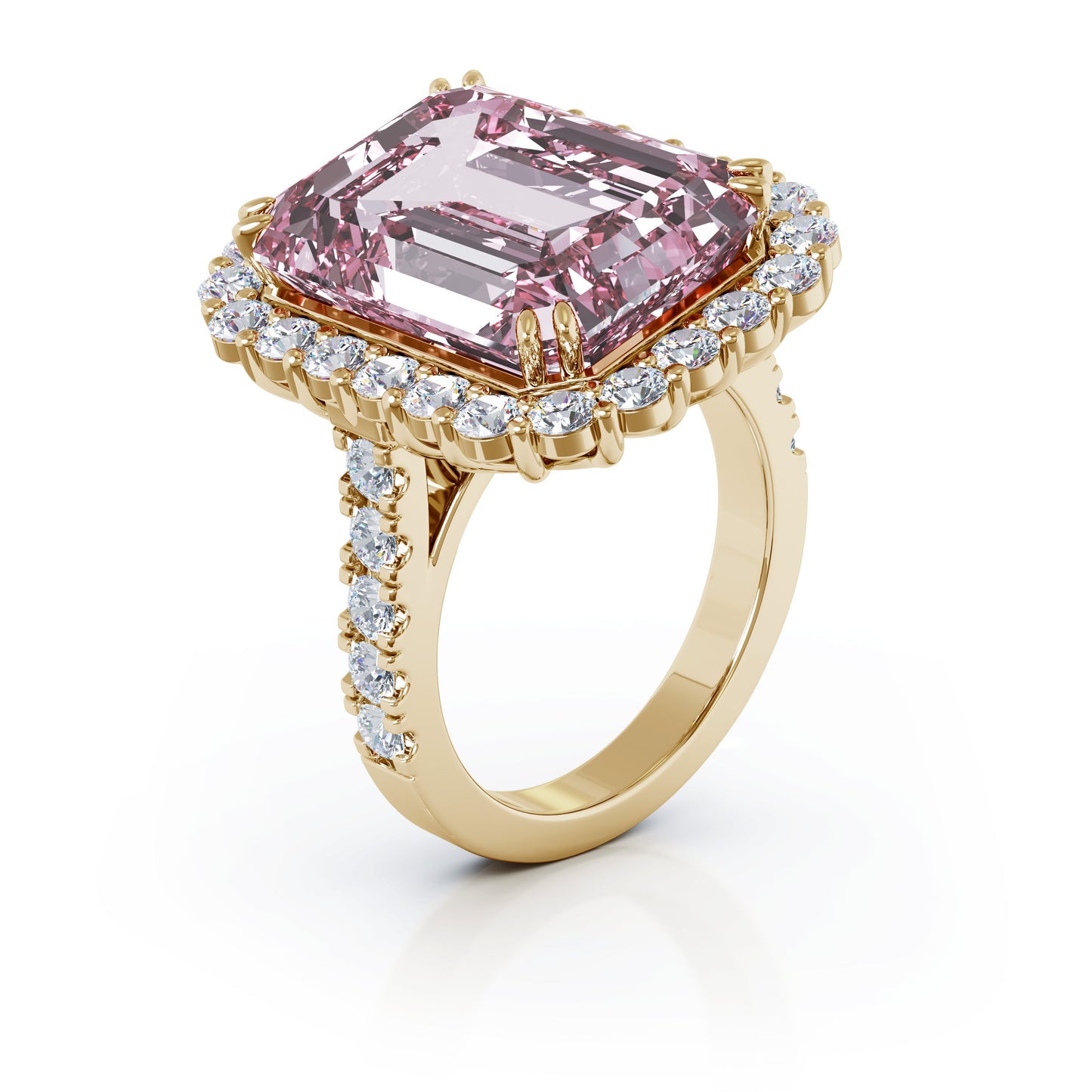 Emerald Cut Gemstone & 1.35Ct Diamond Ring in 14K Gold
